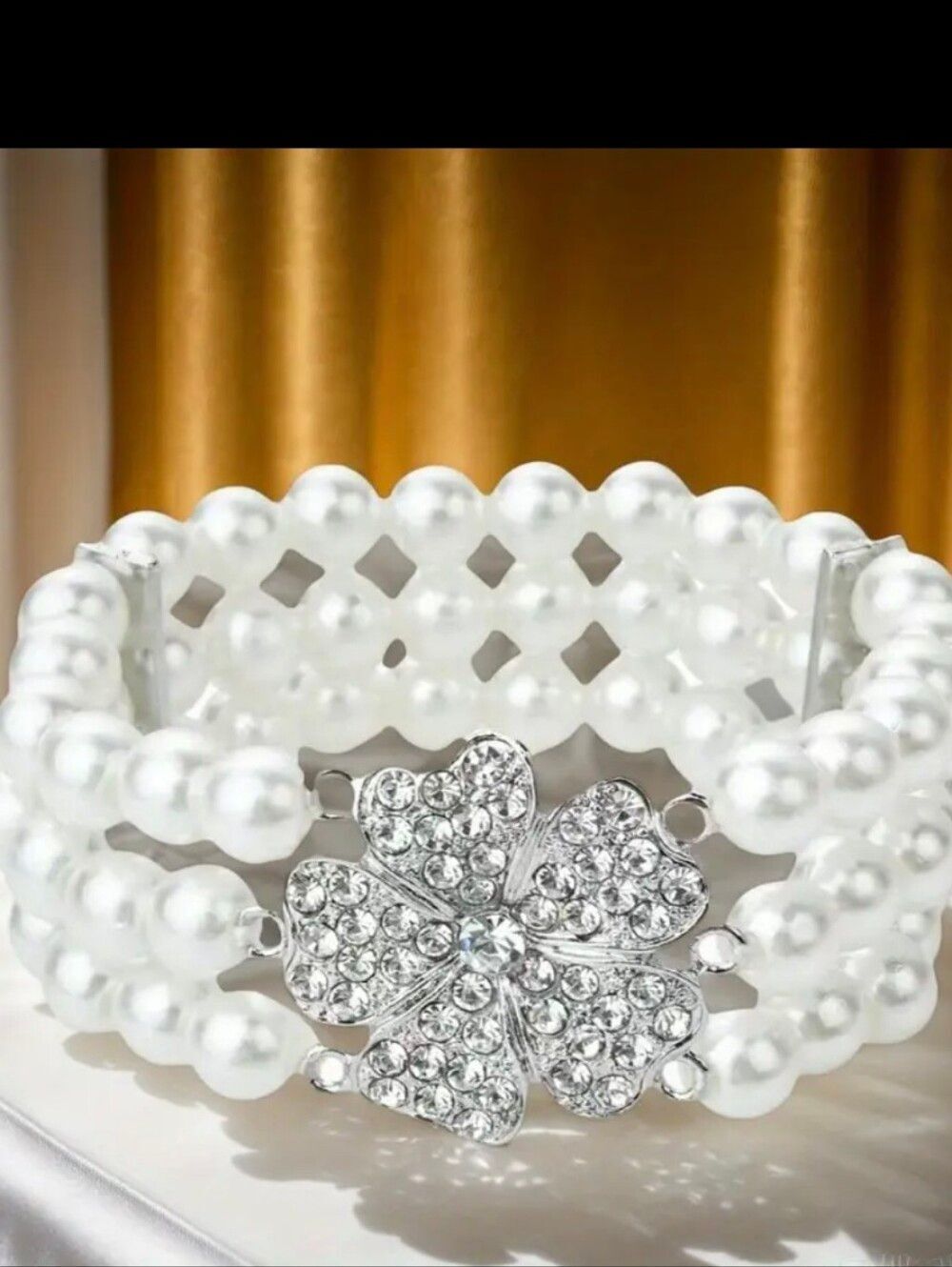 Pearl Camilla Flower Rhinestone Bracelets